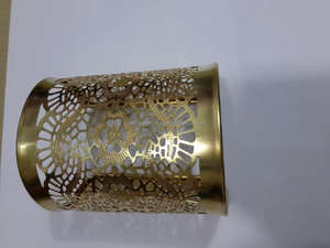 Brazaletes Anchos de Latón con Baño de Oro de Alta Calidad, Ajustables, de Tejido Abierto, Modelo Moderno, para Mujer, Venta al por Mayor - Product Image 4