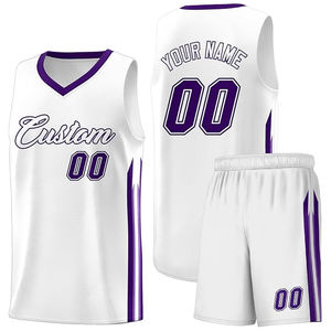 Ensemble de maillots et shorts de basket-ball personnalisés, 100% polyester, logo personnalisé, nom, numéro, plaque, impression par sublimation 3D - Product Image 1