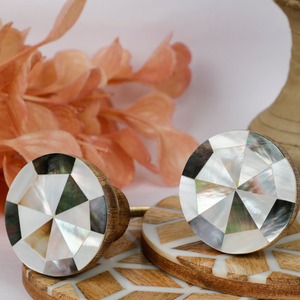 Decorative Triangular Shell Inlay Furniture Knobs Modern <b>Vintage</b> <b>Cabinet</b> Handles - Product Image 1