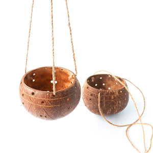 Pots à fleurs écologiques en coquille de noix de coco, faits à la main, porte-plantes à prix avantageux, jardinières naturelles - Product Image 3