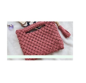 Bolso de Playa de Verano de Color Sólido, Estilo Natural, Bonito Bolso de Macramé, Bolso de Paja Tipo Cubo para Accesorios de Moda - Product Image 3