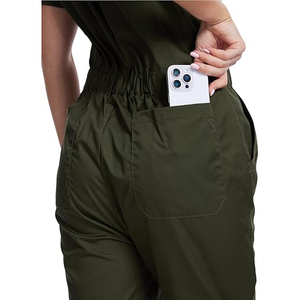 Conjunto de Ropa de Trabajo Unisex, Camisa de Manga Corta y Pantalones de Color Sólido, Viscosa/Poliéster, Transpirable, Talla Grande, Estilo Casual de Primavera, Ecológico - Product Image 5