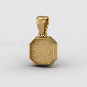 Handmade 925 Sterling Silver 14K Gold Plated 10mm Octagon Blank Bezel Setting DIY Resin <b>Ashes</b> Keepsake Charm Pendant - Product Image 1
