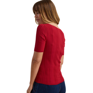 Top de punto acanalado con cuello en V para mujer, manga corta, corte ajustado, informal, suéter de verano, camiseta suave y elástica, cómoda para el día a día, blusa elegante - Product Image 4