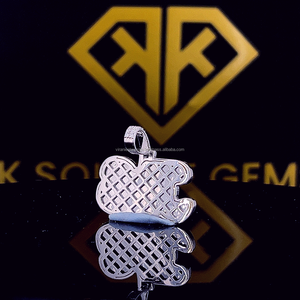 Pendentif Hip Hop étincelant serti de moissanite de taille brillante cultivée en laboratoire, plaqué platine, 10g pour homme, argent sterling 925 - Product Image 4