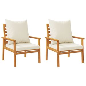 Silla de Jardín de Madera de Acacia Sólida, 100% Poliéster, Tamaño Mediano, Color Blanco Crema, Estilo Sofá - Product Image 6