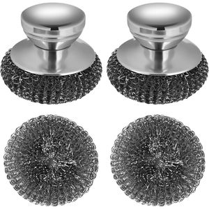 Set di 2 Spugne in Lana d'Acciaio Inossidabile con Manico in Acciaio per Pulire Piatti, Pentole in Ghisa, Spugne e Pagliette Abrasive - Product Image 1