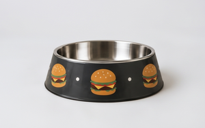 Gamelle pour animaux de compagnie en émail à motif hamburger mignon, base antidérapante, en métal noir, pour chien et chat, vente en gros, fournitures modernes pour l'alimentation des animaux - Product Image 5