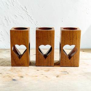 Wooden <b>Tea</b> <b>Light</b> Holder Round Double Candle Stand Home Decoration - Product Image 4