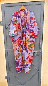 Kimono en coton de style japonais fait main pour femmes, robe à imprimé floral, vêtements de plage uniques, vêtements de détente, vêtements de nuit, kimono confortable - Product Image 2