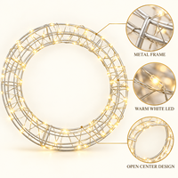 Guirlande métallique lumineuse à piles avec LED blanc chaud et centre ouvert pour la décoration murale moderne de la maison