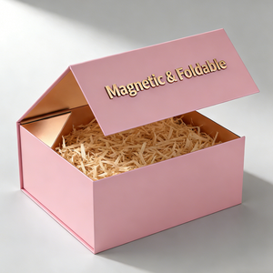 Magnetic Foldable Rigid <b>Box</b> Rectangle Paperboard Hot Stamping <b>Gift</b> Packaging Blue Color - Product Image 5