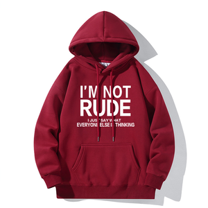 NO SOY RUDE... Sudadera con capucha con estampado de letras, sudadera informal con capucha, sudadera de manga larga para jóvenes a la moda para actividades al aire libre - Product Image 1