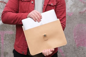 Genuine <b>Leather</b> A4 <b>Document</b> <b>Folder</b> Slim Laptop Sleeve Case for MacBook 14 Inch Holder Filing Product - Product Image 3