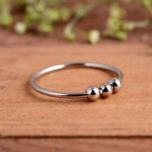 SHYAM JEWELRS Adjustable 925 Sterling Silver Luxury Anxiety <b>Ring</b> 3 Rotating Beads Handmade Fidget <b>Spinner</b> <b>Ring</b> Stress Relief - Product Image 6