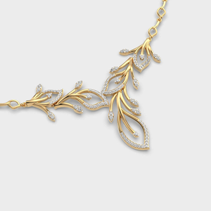 Luxury Gold Leaf <b>Necklace</b> Nature Inspired Moissanite Diamond <b>Necklace</b> Elegant Floral <b>Statement</b> <b>Necklace</b> Wedding Jewelry Gift Wom - Product Image 3