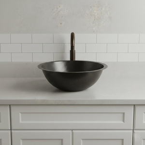Hammered Vessel Sink Solid Copper Basin Matte Black Finish Handmade Copper <b>Bathroom</b> Wash Basin Luxury Modern <b>Rustic</b> <b>Vanity</b> Sink - Product Image 2
