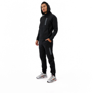 Conjunto Deportivo para Hombre con Capucha, Sudadera con Cierre Completo y Pantalones, Color Sólido, Estilo Casual para Otoño, Corte Regular, Bolsillos Laterales - Product Image 1