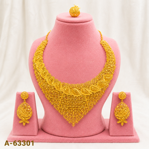 24K Gold Plated Traditional <b>Arabic</b> Bridal Necklace & Earrings Jewelry Set for Women – Luxury Wedding Party Jewelry A-63302 - Product Image 2