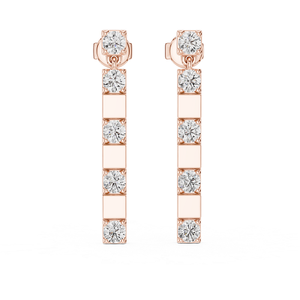 Pendientes de Diamantes Cultivados en Laboratorio en Oro Rosa, Elegantes, Brillantes, de Diseño, Joyería de Moda, Regalo, Accesorio - Product Image 1