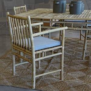 Chaise de salle à manger en bambou naturel faite à la main, écologique, avec coussin pour jardin, terrasse, restaurant, café, maison - Product Image 6