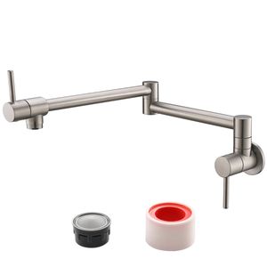 Rubinetto da Cucina a Parete in Ottone 1/2FT NPT, Miscelatore Acqua Fredda a Due Maniglie con Finitura Nichelata e Design Pieghevole - Product Image 1