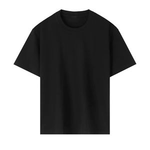 T-shirt unisexe décontracté à col rond en coton tricoté de poids moyen pour homme, avec impression sérigraphiée en relief personnalisée de luxe - Product Image 3