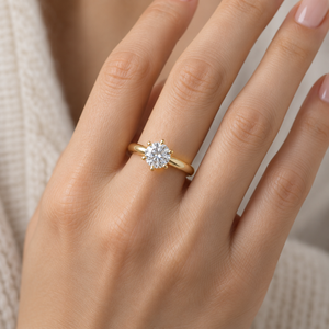 Anillo Solitario de Seis Puntas de 2.5 Quilates, Clásico, Oro Amarillo de 14K, Diamante Cultivado en Laboratorio Certificado por IGI, Borde de Cuchilla, Anillo de Compromiso, OEM Personalizado - Product Image 3
