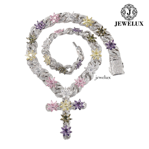 Premium <b>Statement</b> <b>Necklace</b> 925 Silver Rhodium Plated Moissanite Cross Pendant Link Chain Luxury Unisex Everyday Wear - Product Image 3