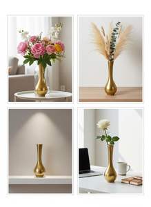 Florero de Aluminio Dorado Premium de 20 cm de Altura, Ligero y Duradero, Decoración Moderna para el Hogar, Resistente al Agua - Product Image 6