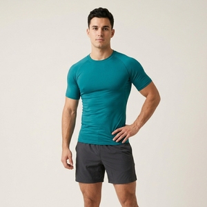 2026 Latest <b>Compression</b> <b>Shirt</b> Eco Friendly <b>Mens</b> Gym Fitness Spandex/Nylon UPF50+ Short Sleeve Quick Dry Breathable Athletic - Product Image 1