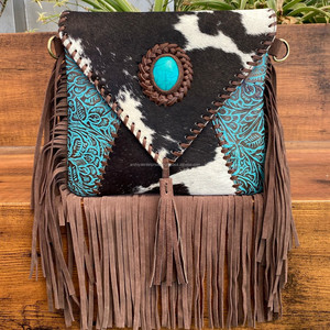 Latest Factory Wholesale Embossed Cowhide Leather Fringe Crossbody <b>Bag</b> for <b>Women</b> Customized Fashion Caving Leather Shoulder <b>Bags</b> - Product Image 2