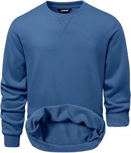 Sweat-shirts d'hiver à col rond à manches longues en molleton décontracté surdimensionné pour hommes, doublés de sherpa, brodés, 100% coton - Product Image 1