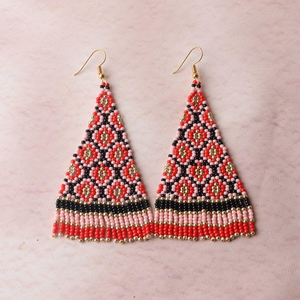 Pendientes de Moda Vintage Hechos a Mano con Cuentas y Borlas de Flores Pequeñas, Estilo Étnico, Pendientes de Cuentas de Arroz Trenzadas, Joyería para Mujer, Venta al por Mayor - Product Image 4