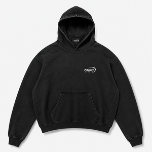 Sudadera con capucha unisex extragrande de color negro carbón con efecto vintage, de tejido grueso, con bolsillo canguro, personalizable OEM. - Product Image 1