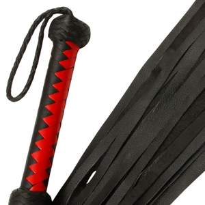 Flogger de cuero de alto impacto con tiras anchas y gruesas y mango firme - Product Image 2