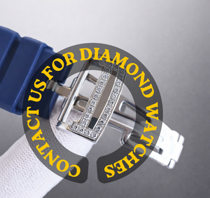 Reloj Personalizado con Caja Redonda, Esfera Azul, Diamante Moissanita y Correa de Goma Azul, Características Clásicas, Colección para Fiestas - Product Image 3