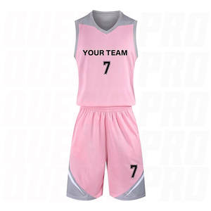Uniforme de basket-ball surdimensionné personnalisé rose et gris, de bonne qualité, ensemble maillot et short de basket-ball personnalisés - Product Image 2
