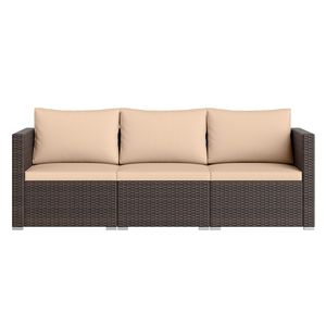 Ensemble de canapé d'extérieur en 3 pièces avec coussins, structure en rotin, coussins moelleux et housses faciles à nettoyer, parfait pour la terrasse et le jardin - Product Image 4
