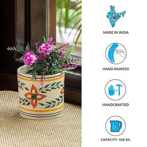 Pot à fleurs en céramique de haute qualité pour plantes et fleurs d'intérieur. Pot à fleurs artistique avec surface vernie lisse pour la décoration de la maison. - Product Image 2