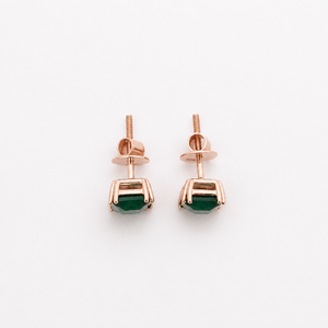 18K Rose Gold <b>Emerald</b> Cut Green Gemstone <b>Stud</b> <b>Earrings</b> for Women High Polish Party Wedding Daily Wear Jewelry Gift - Product Image 5