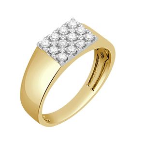 14K Yellow Gold Invisible <b>Set</b> Lab Grown Diamond <b>Mens</b> Signet <b>Ring</b> - Product Image 2