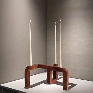 เชิงเทียนไม้ทำมือทรงกลม สีน้ำตาล งานฝีมือ ตกแต่งบ้าน - Product Image 5