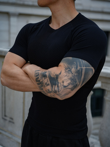 Camiseta de Compresión con Logotipo Personalizado, Ajustada, Básica, Informal, para Gimnasio, Ejercicio, Desarrollo Muscular, para Hombre - Product Image 3