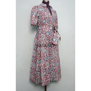 Fashionable Cute Party Wear Western One Piece <b>Women</b> Multicolor Solid Floral Printed Midi <b>Dress</b> Summer short Sleeves Cotton <b>dress</b> - Product Image 5