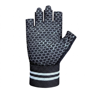 Gants de musculation en cuir à demi-doigts, respirants, antidérapants, compatibles avec les écrans tactiles, avec sangle de poignet réglable pour la salle de sport et le fitness - Product Image 2