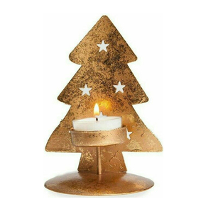 Support de bougie décoratif en laiton pour bougies chauffe-plat, design métallique résistant à la chaleur, pour décoration de Noël et de la maison - Product Image 1