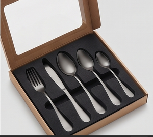 Ensemble de couverts minimalistes finition mate en acier inoxydable, fourchette, couteau, cuillère, résistant à la rouille, couverts en métal pour la cuisine et la table - Product Image 6
