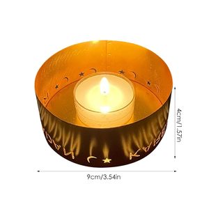Portavelas de Metal Hecho a Mano con Recortes de Luna y Estrella, Linterna Decorativa Redonda para Velas Votivas, Decoración del Hogar y Meditación - Product Image 6
