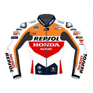 เสื้อแจ็คเก็ต Joan Mir Zonda Repsol MotoCP/เสื้อแจ็คเก็ตหนังวัวแท้คุณภาพพรีเมียม หนังจิงโจ้ สำหรับแข่งรถความเร็วสูง ป้องกันได้มาตรฐาน CE - Product Image 1